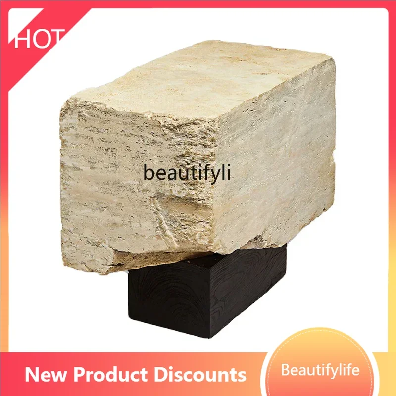 

X188 X0 Retro, travertine coffee table, light luxury coffee table designer broken effect corner table