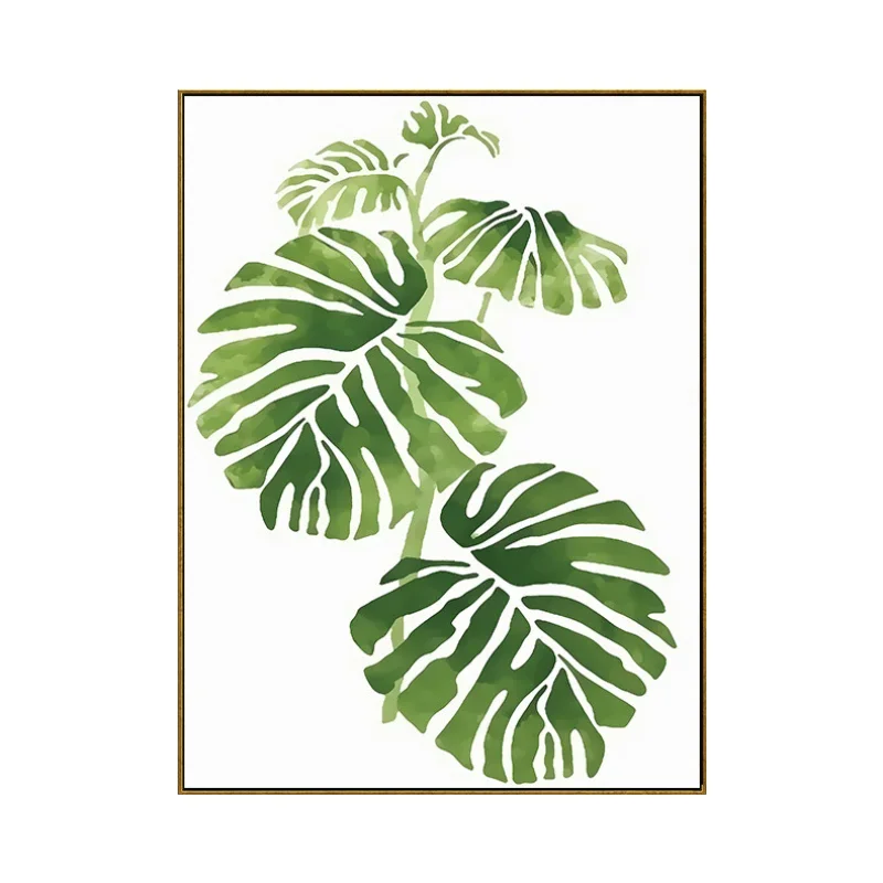 

Nordic living room decorative painting modern simple plant green leaf hanging painting pastoral small fresh