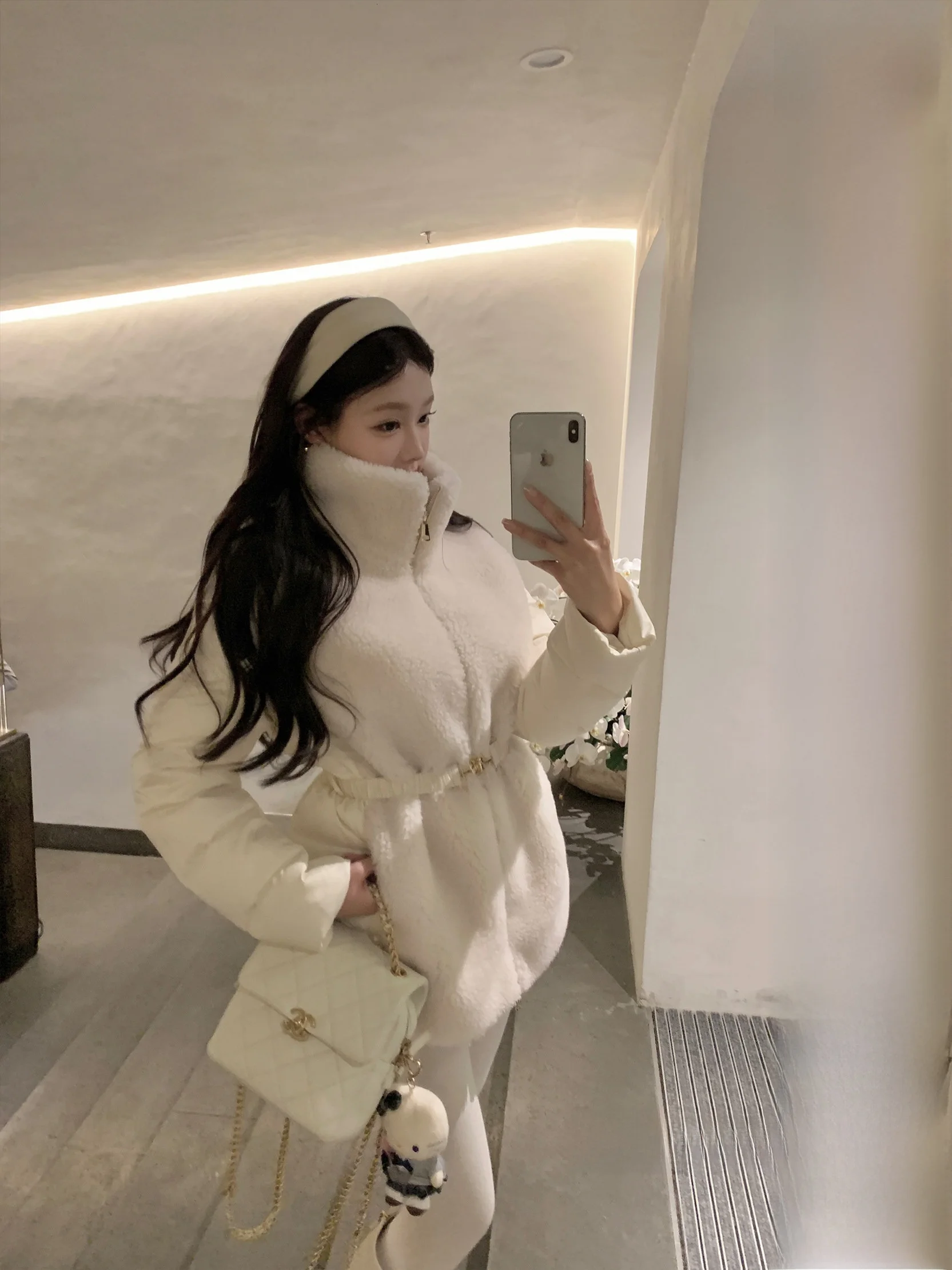 

Dearhua Women's Puffer Jaet 95% White Goose down eepskin Vest Casual Sle Long Sve Warm Stand Collar Zipper Closure