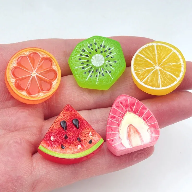 **10/100pcs Resin Simulated Mixed Fruits Strawberry Lemon Watermelon for Scrapbooking Wedding Decor DIY Decor Making Accessories