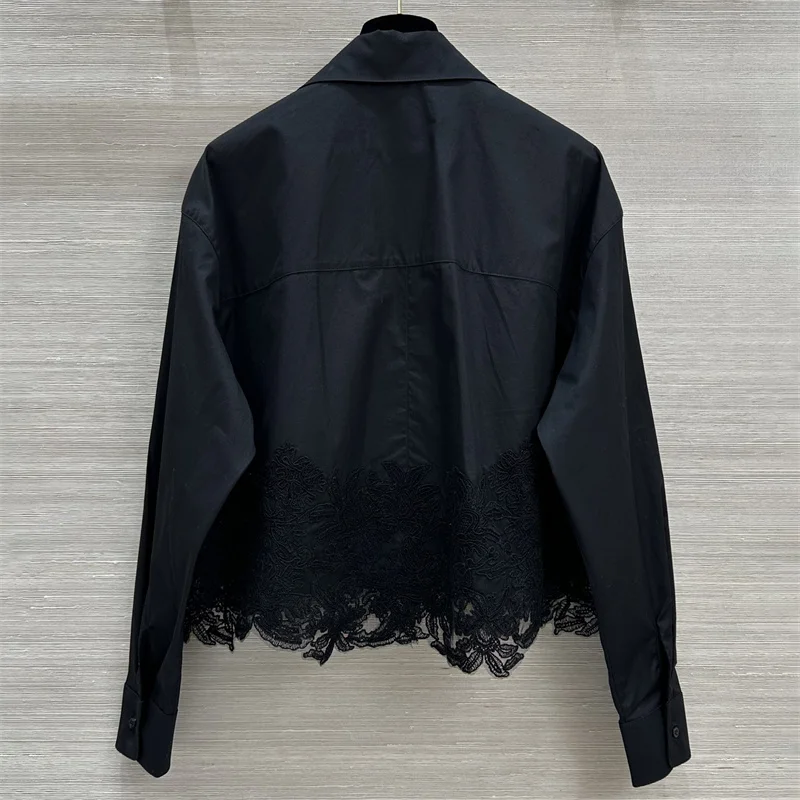 women's shirt 2026 Summer New Lace Flower Embroidered Women's Long Sleeve Top pure cotton women's blouse Casual tops for woman