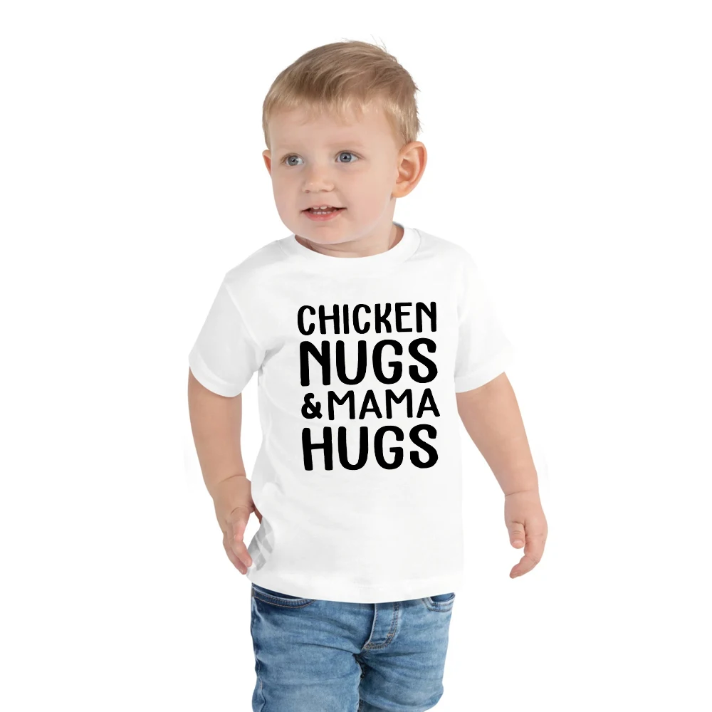 Funny Toddler Shirt Chicken Nugs&Mama Hugs Kids Tee Chicken Nugget Shirt  Mamas Boy cottom toddler shirt gtaphic tees