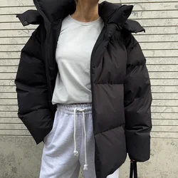 Moda parkas casaco vintage pão jaqueta outwear escritório senhoras quente algodão puffer jaqueta 2024 inverno algodão solto jaqueta de algodão