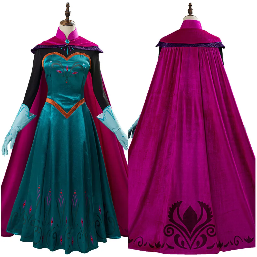 

Adult Elsas Cosplay Princess Dress Movie Ice Cos Princess Queen Costume Fantasia Dress Outfits Glove Cloak Halloween Suit