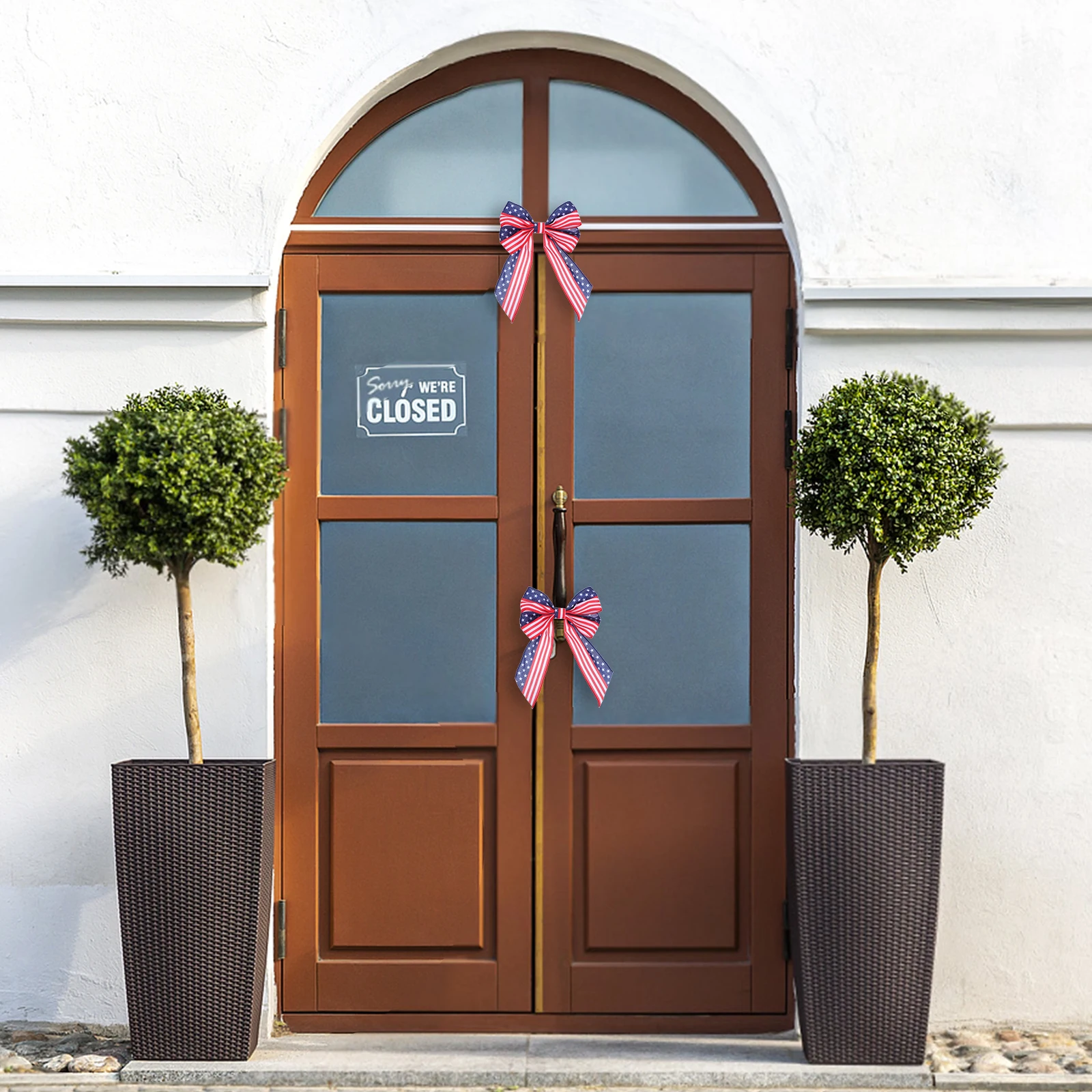 

2pcs Independence Day Bows Patriotic Flag Decorations Polyester Big Stylish Front Door Wall Home Party Accessories 4th