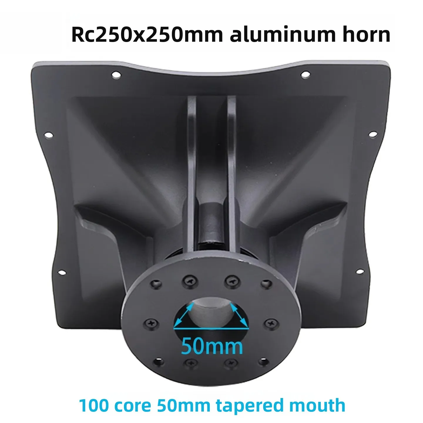 

Алюминиевый рупор для сценической звуковой системы RC250x250mm с вогнутым краем, 250x250x135мм, 100-мм сердечник, 50мм передний отверстие, из алюминиевого сплава