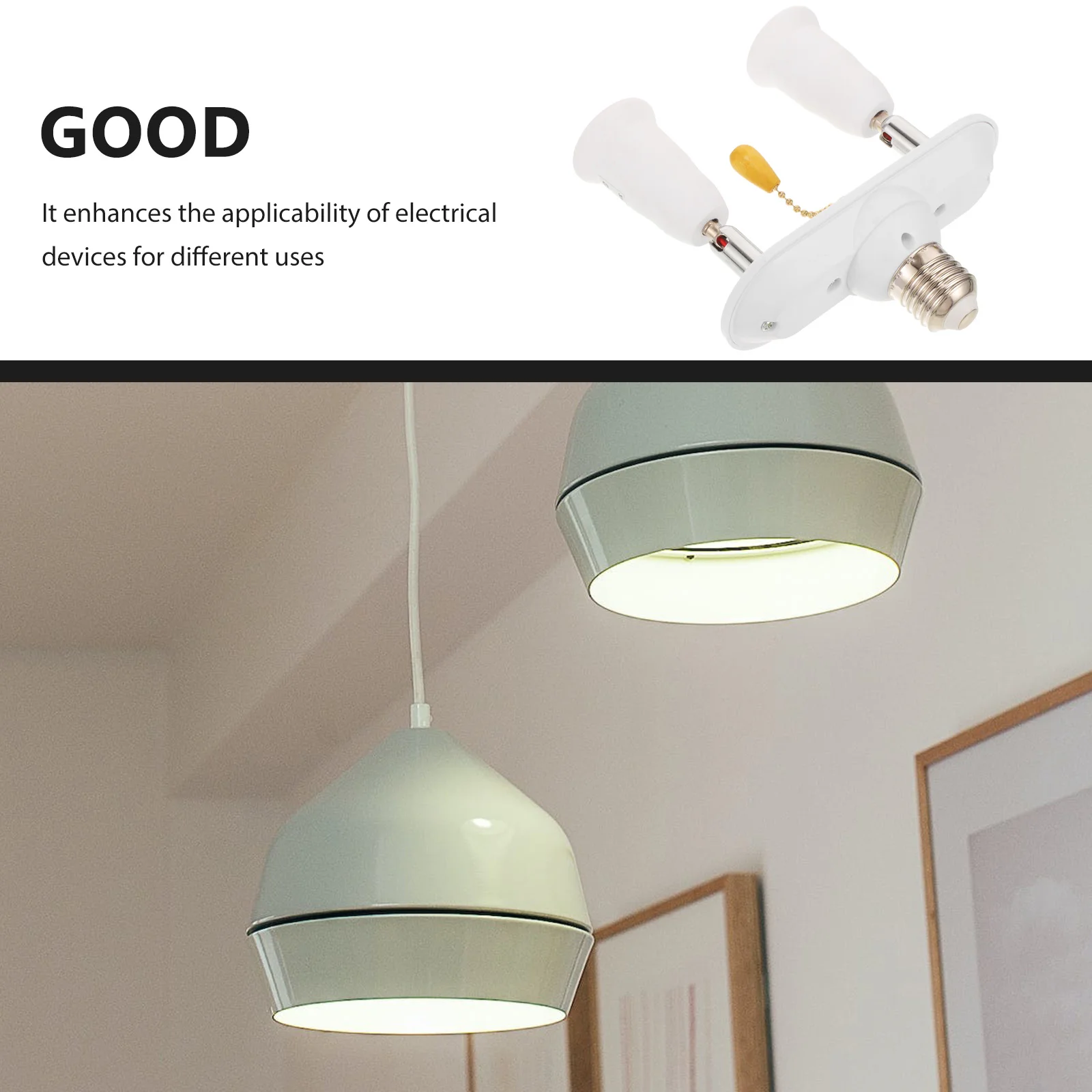 

Socket Splitter Adapter E27-2e27 E26 Lamp Holder Converter Stable Light Socket Extender for Home Office Kitchen Bedroom