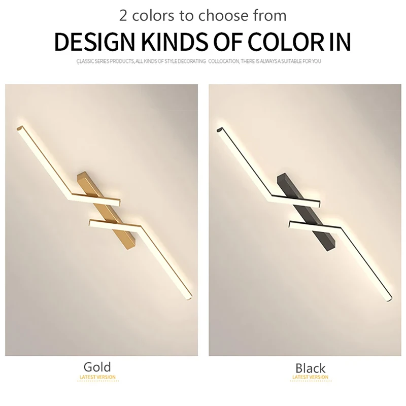 LED Ceiling Light Modern 60/80/100CM Long Strip Lamp AC85-265V Living Room Bedroom Corridor kitchen Home Decor Black Gold Lights