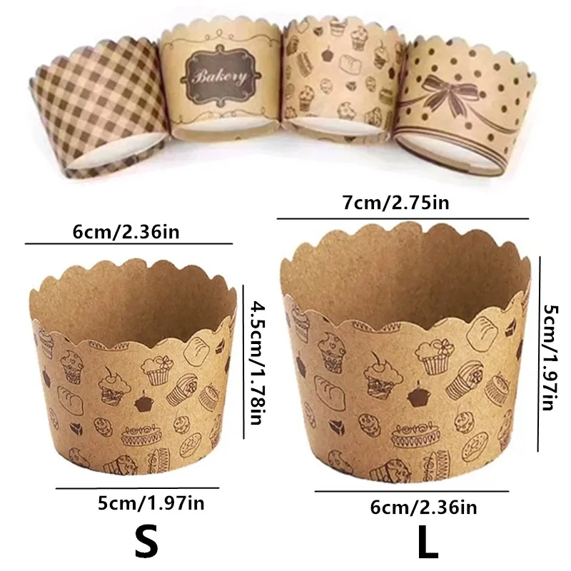 50Pcs Paper Baking Cups Kraft Paper Cake Cups Liners Heat Resistant Oilproof Muffin Cake Wrappers for Wedding Birthday Party