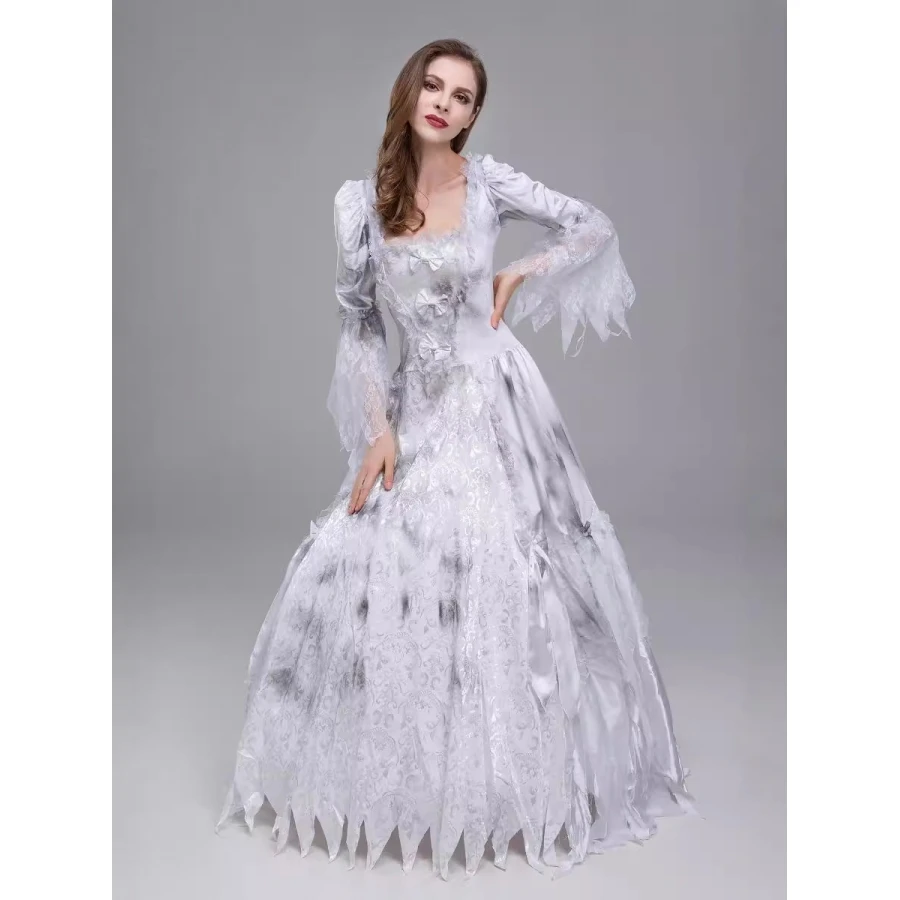 Halloween Kostüm Geisterbraut Gericht Retro Erwachsene Tüll Langer Rock Cosplay Bühnenaufführung Dr Damen Traditionelle Ethnische Kleidung