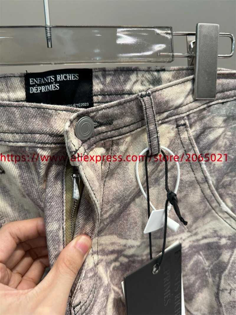 Enfants Riches Deprimes Camouflage Of Withered Tree Branche Denim Pants Jeans Men Women 1:1 High Quality Casual Joggers Trousers