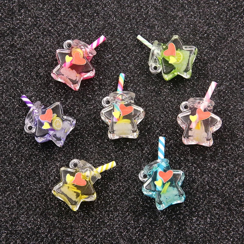 10Pcs 17*24mm 7 Color Star Bottle Resin Earring Charms Diy Findings 3D Phone Keychain Bracelets Pendant For Jewelry Making