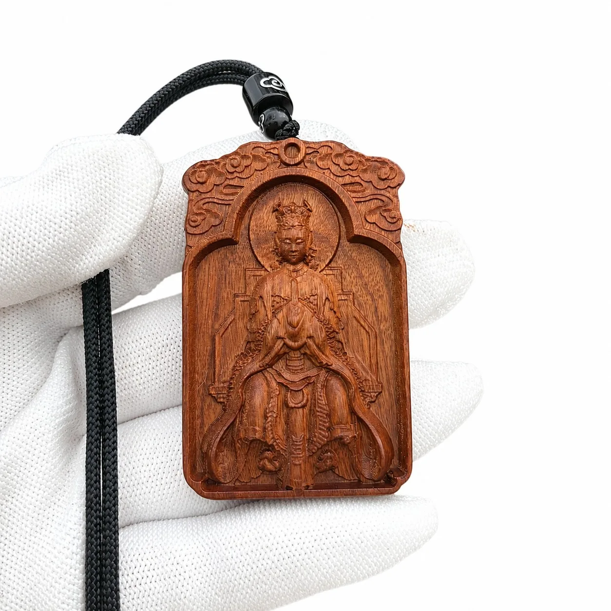 Hand Carved Lightning Struck Jujube Wood Bixia Yuanjun Pendant Traditional Chinese Daoist Deity Charm for Car Key Gift