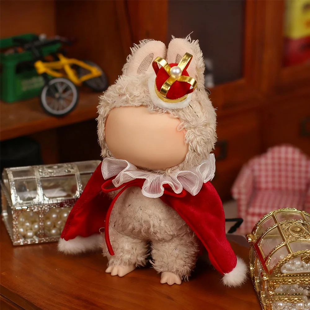 ملابس دمى صغيرة عباءة الملك ل 17 سنتيمتر/10 سنتيمتر Labubu الديكور الزي اكسسوارات مع تاج DIY بها بنفسك ازياء لدمية المعبود كوريا #2