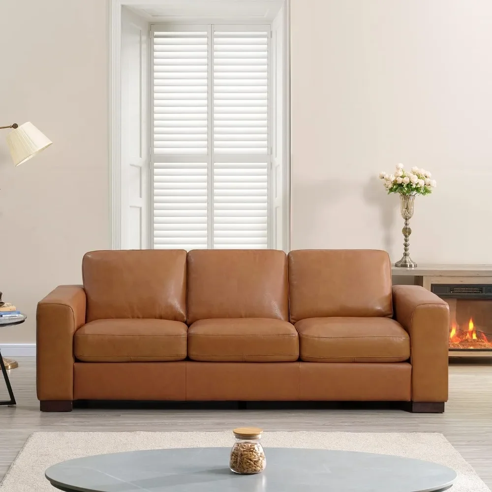 Freya oversized leather sofa for ultimate comfort, modern leather sofa, medieval living room sofa, eco-friendly sofa, tan