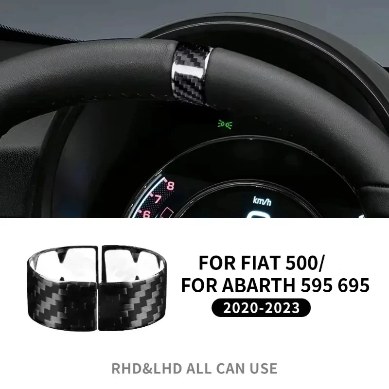 

For Fiat 500 For Abarth 595 695 Real Dry Carbon Fiber Sticker Sticker 2020-2023 Car Steering Wheel Ring Modification Accessories