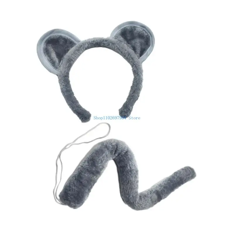 N7YF 2/4/6 マウスコスチュームアクセサリーセットマウス耳カチューシャテールメガネボウタイアクセサリーキット子供動物マウス衣装