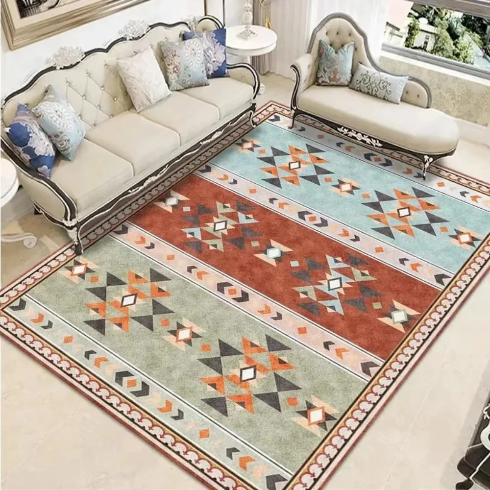 1PC Crystal Velvet Carpet Living Room Coffee Table Carpet Sofa Non-slip Dirt Machine Washable Bohemian Style Carpet  Alfombras