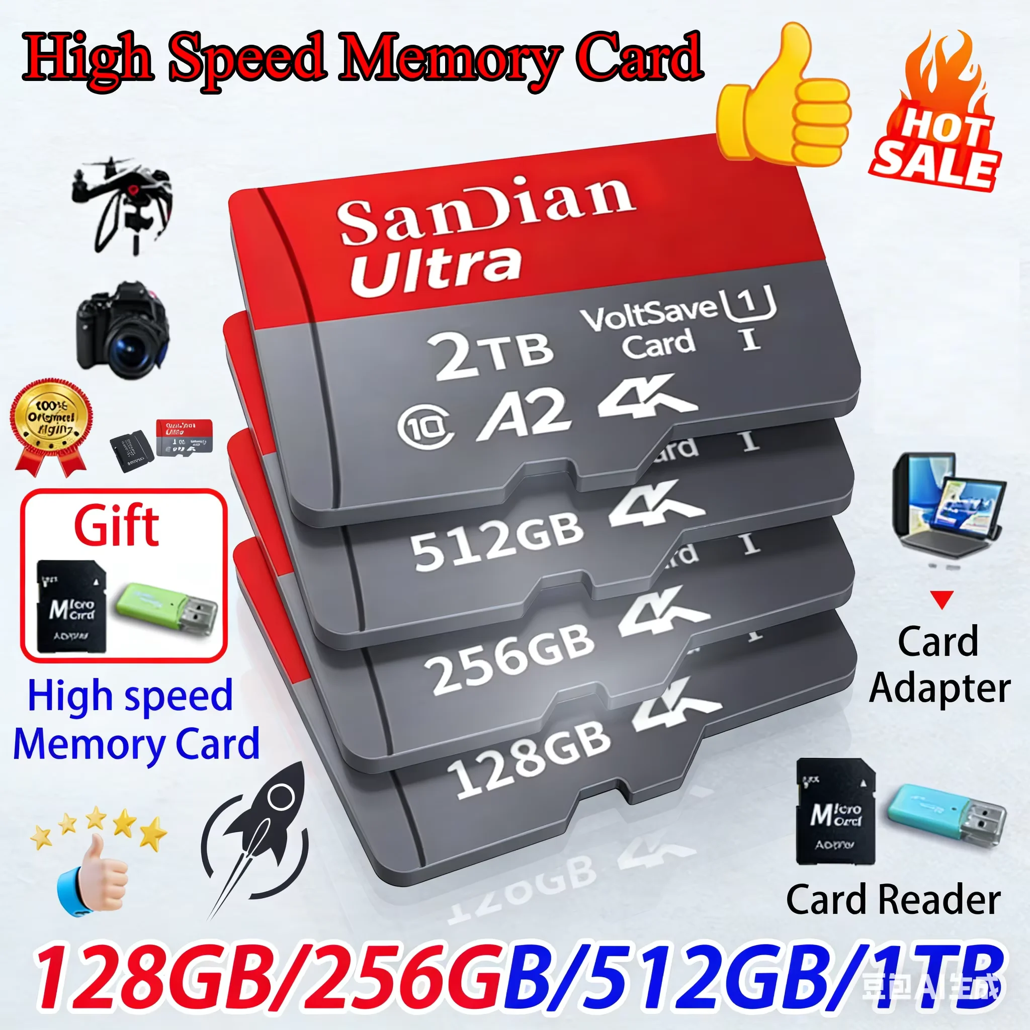 

128GB 256GB Micro TF/ SD Card Class 10 High Speed Memory Cards Stable Performance SD Memory Card for Phones/Digital Camera/MP3