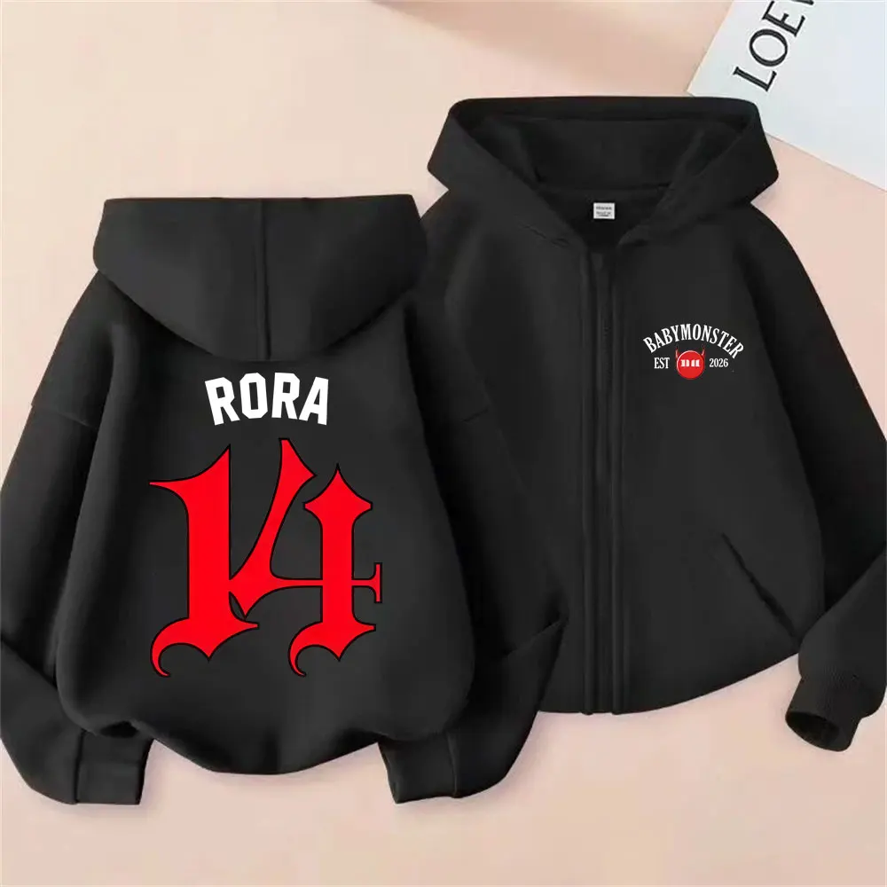 

Hot Kpop Band Babymonster Ahyeon Asa Rami Rora Ruka Pharita Chiquita Zipper Hoodie Men Women Korean Fashion Trend Zip Up Jacket