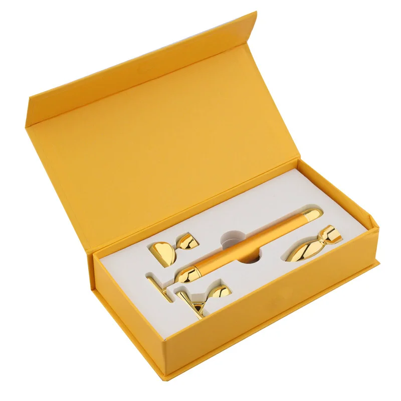 4 in 1 Golden Roller Beauty Pen T Shape Spoon V Face Slimming Vibration Massage Skin Care Tool Anti Wrinkle Facial Massager