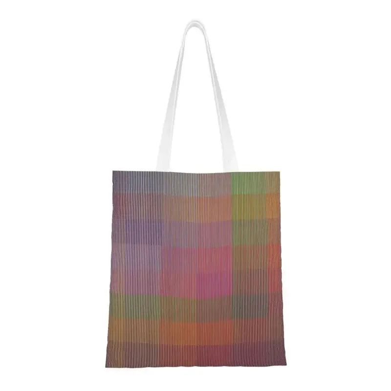 

Custom Carlos Cruz Diez Shopping Canvas Bags Women Durable Grocery Physichromie Shopper Tote Bags