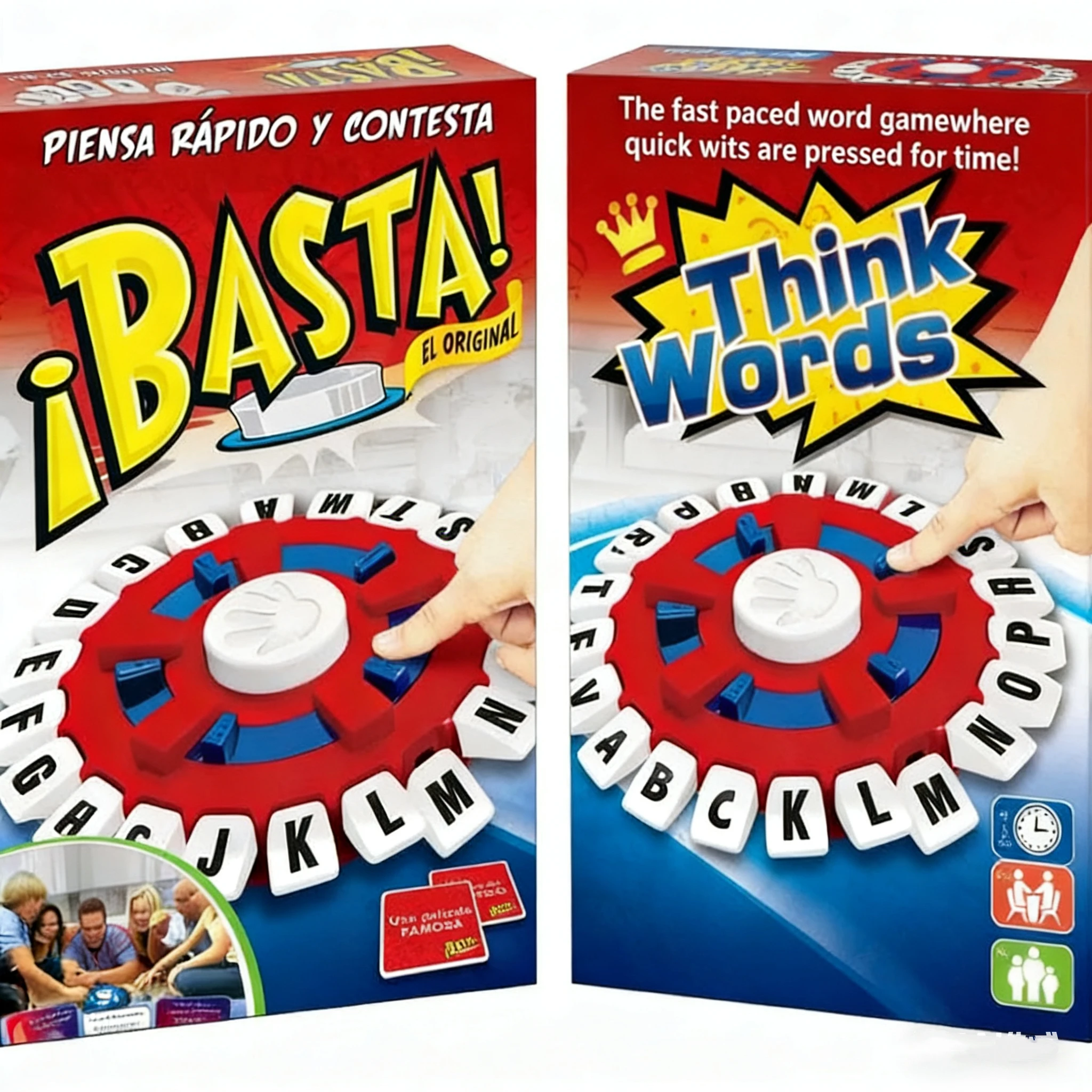 

Basta Game Juego de Palabra Spanish English Vocabulary Letter Pressing Board Game Fast Paced Family Party Game for Adults Travel