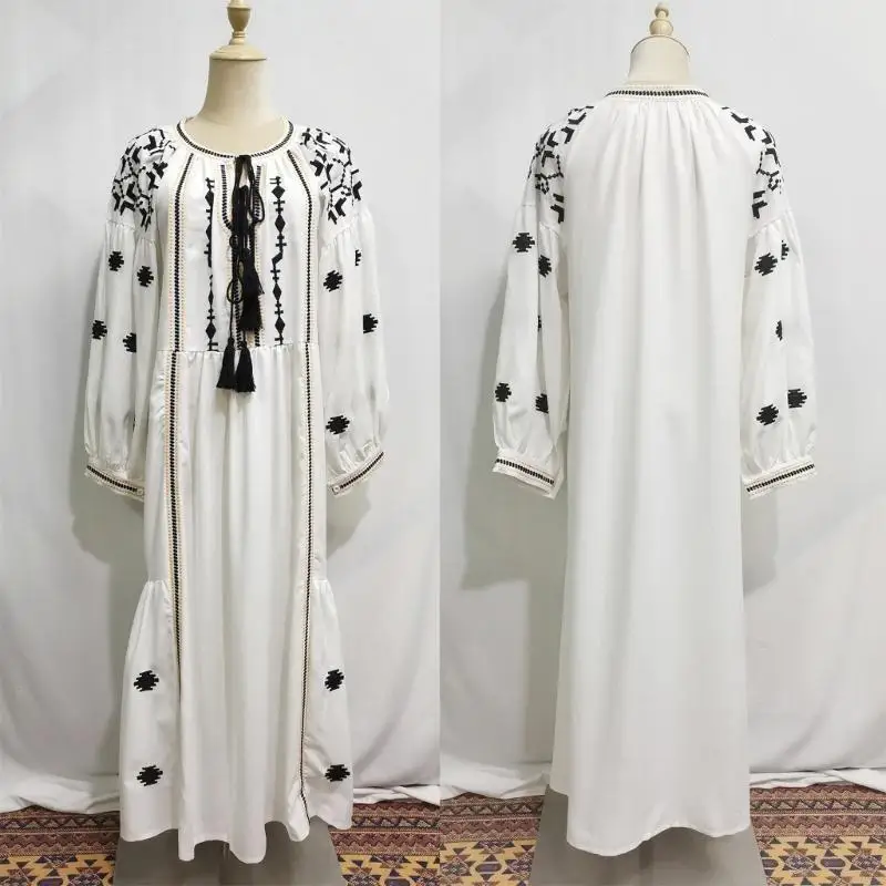 49 manches lanterne Robe kaftan pleine longueur