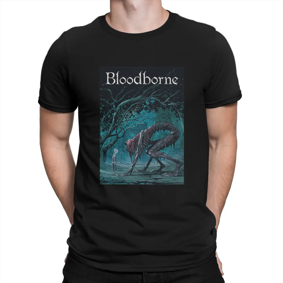 Blackborne Game T Shirts for Men Pure Cotton Amazing T-Shirt Crew Neck DARK SOULS Tees Short Sleeve Clothing Summer