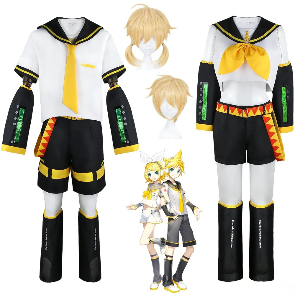 

Costumes de Cosplay de Dessin Animé Rin Len Kcagamine, Uniforme Ajustable de Frère, Perruques Jaunes de ixd'Halloween, Cadeaux d