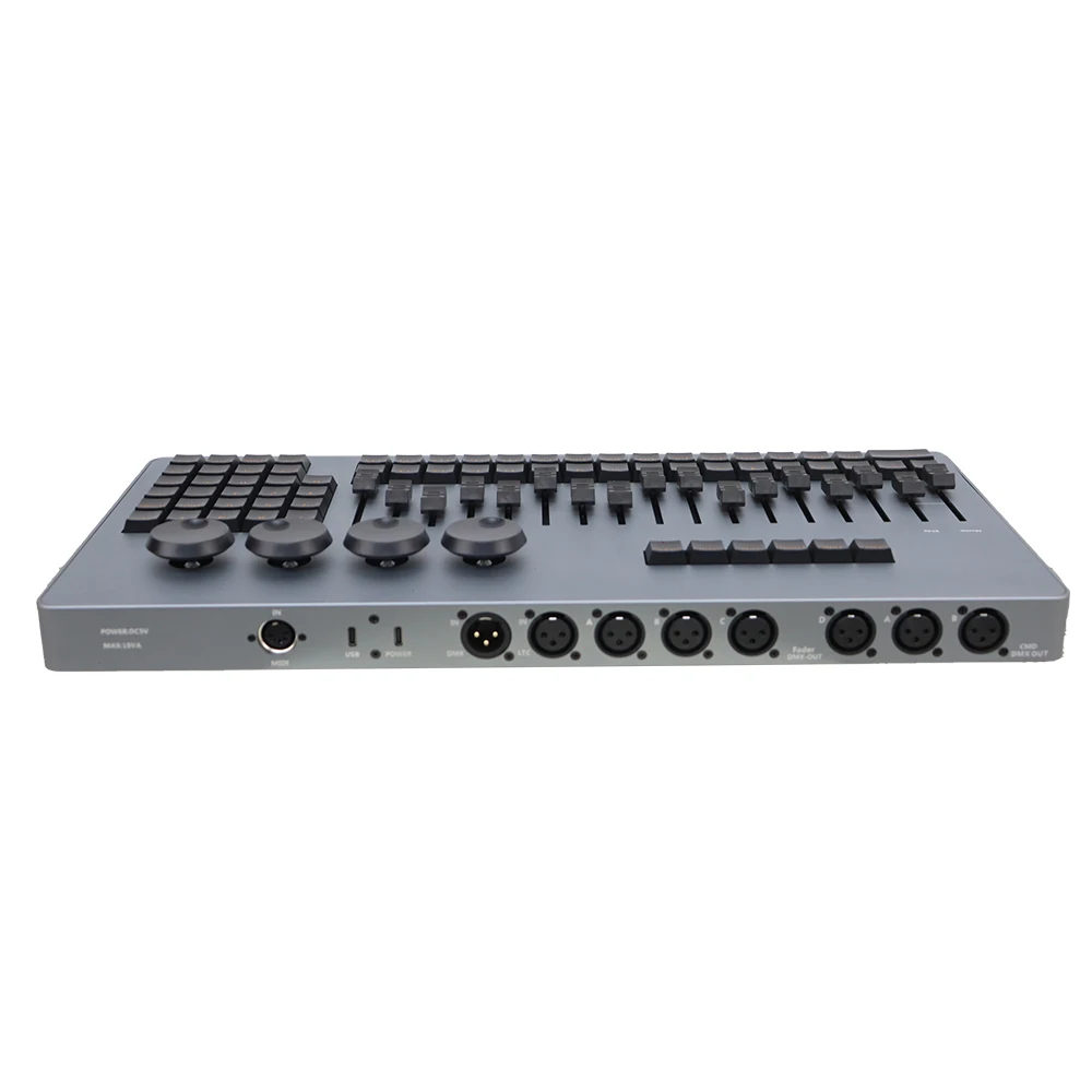 Console de contrôle d'éclairage MINI PLUS DC 5V 4096 paramètres 67 boutons 15 + 2 faders DMX MIDI LTC USB type-c 6 sorties DMX