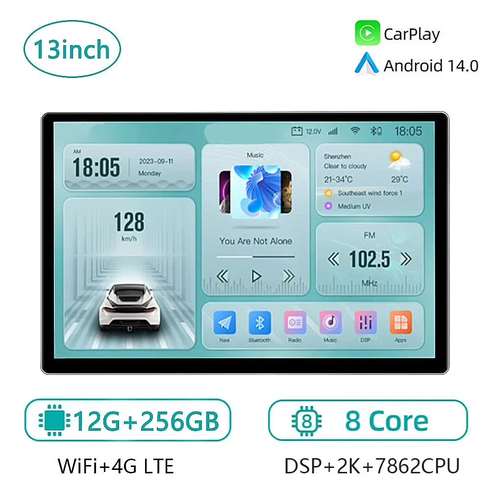 

Автомобильная радиостанция Android 14, 13,3 дюйма, BT-навигация, плеер MultiXXL, ограничение Carplay для всех моделей