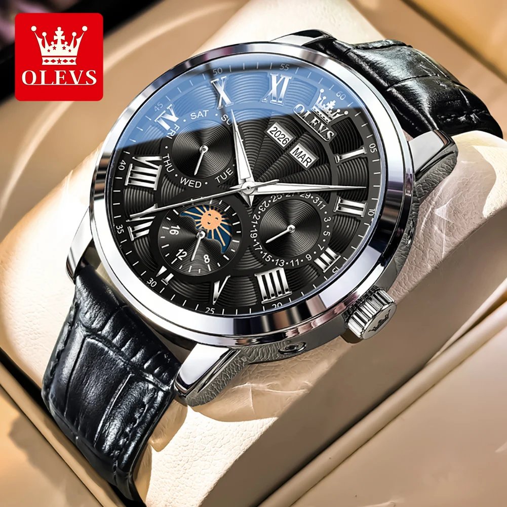 

OLEVS 6785 Mens Watch Original Luxury Automatic Mechanical Watch Waterproof Luminous Week Date Moon Phase Watches For Man