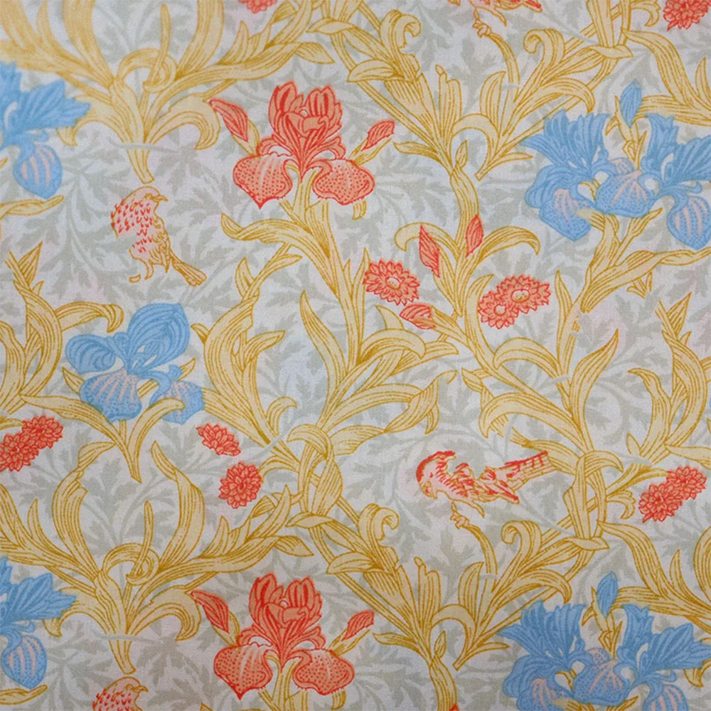 145cm Vintage Floral Iris Print Poplin Cotton Fabric for Clothing Pillowcase Apron Tablecloth Bag Sewing Project By Half Meters