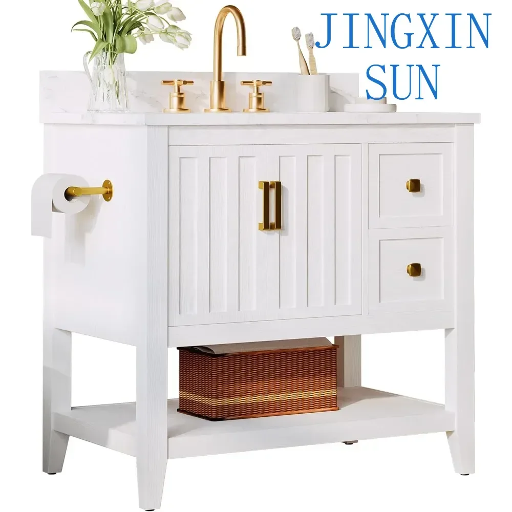 Bathroom Vanity with Sink, 30 with 2 Drawers and Storage, Modern Bathrooms Vanity Set, Easy Assembly Fashion