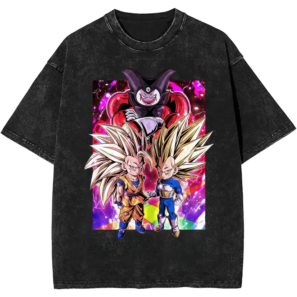 

2026 Summer Dragon Ball Vintage T-Shirt Cotton Heavyweight Washed Oversized Unisex Anime Vegeta & SSJ4 Goku Graphic Retro
