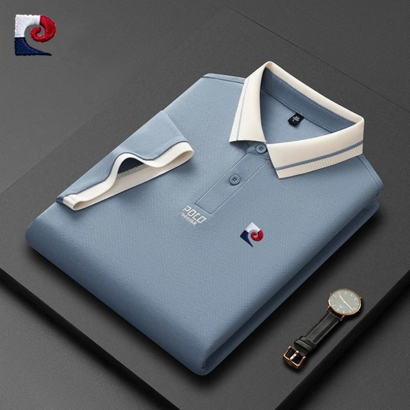 New Men's High-Quality Short-Sleeved Polo Shirt, Summer Fashion, Casual, Comfortable, Sweat Absorbing and Breathable Top