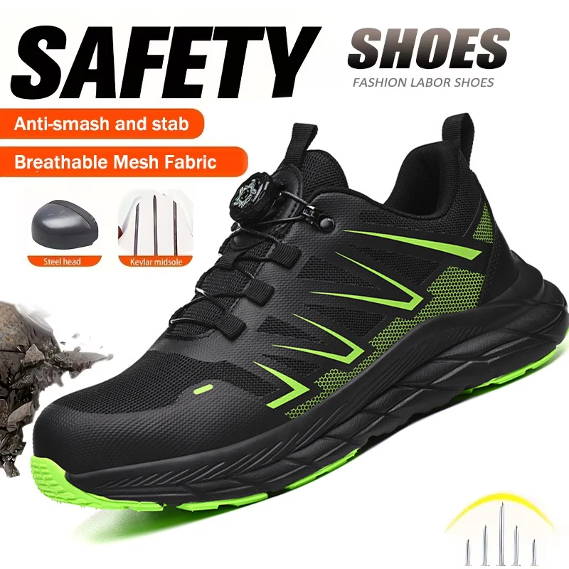 

Fashion Safety Shoes Men Steel Toe Work Shoes Anti-smash Anti-puncture protection Construction Functional Shoes Men Work Boots