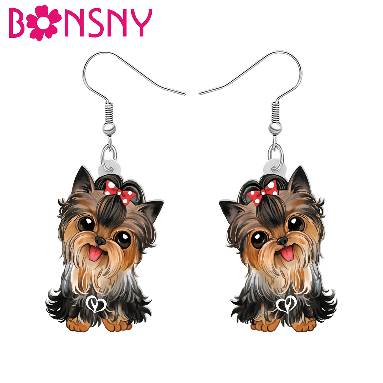 BONANY Acrylic Sweet Yorkshire Terrier Dog Earrings Drop Dangle for Women Girls Kids Teens Birthday Charms Pets Jewelry Gifts