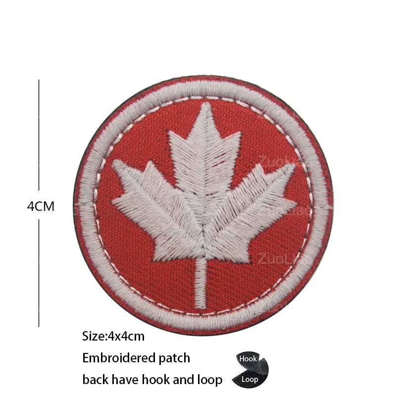 Insigne de sensation canadienne brodé 3D, insigne en PVC de cuir chevelu d\'érable, sensation de coulée IR, sac à dos avec patch à crochet et boucle,