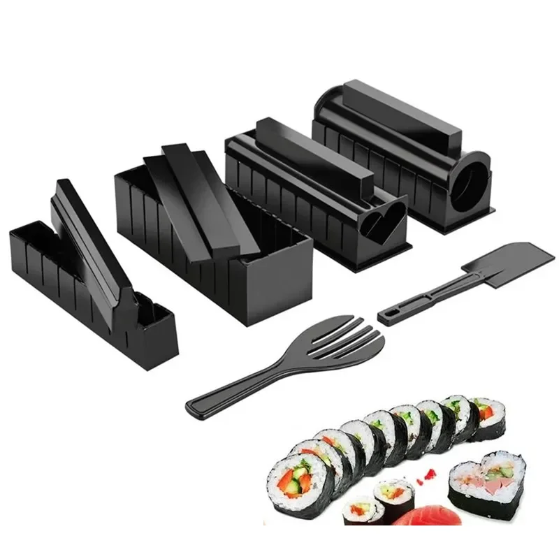 10 teile/satz japanische sushi zubehör küche sushi maker diy sushi making kit roll reis form sushi form küchen werkzeuge