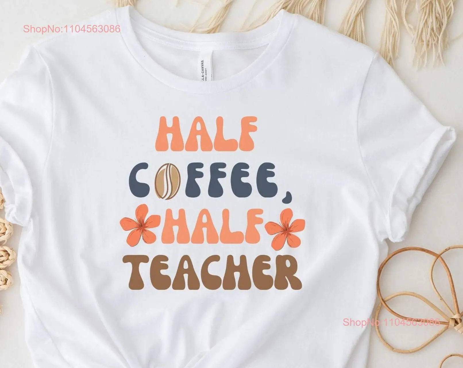 

Футболка Half Coffee Teacher в стиле ретро с длинными или короткими рукавами