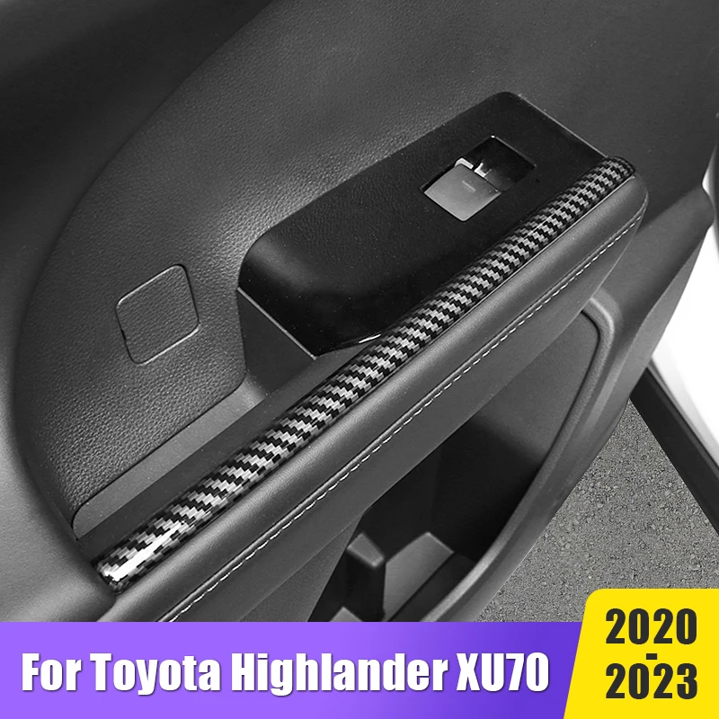 

For Toyota Highlander XU70 2020 2021 2022 2023 ABS Car Window Glass Lifter Switch Frame Trims Door Armrest Panel Accessories