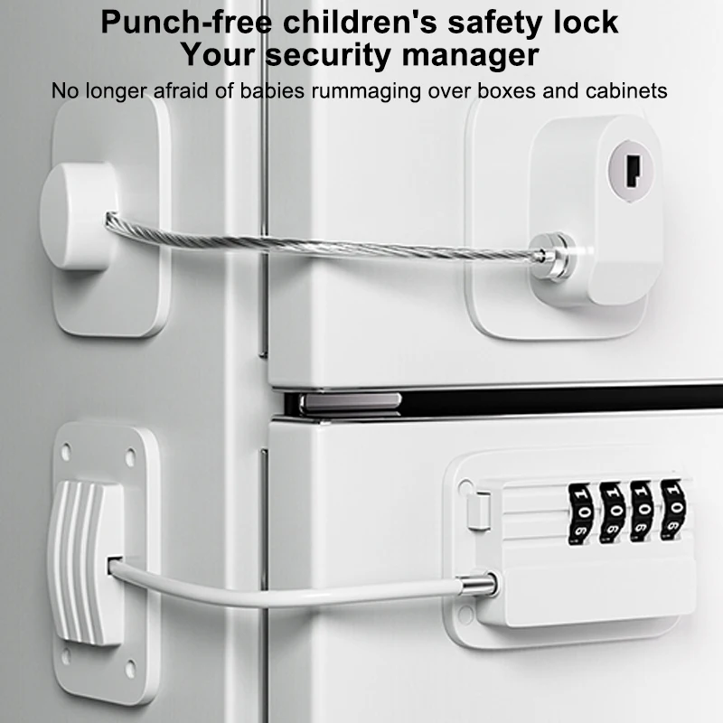 1 Pcs Child Safety Lock Cabinet Fridge Door Lock Stainless Steel Cable Protection Kids Baby Home Window Lock Strong Fix מנעול