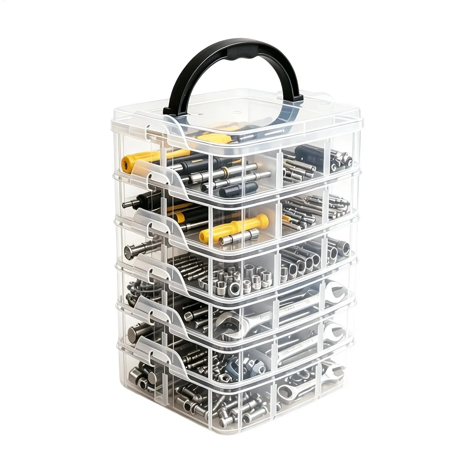 Multigrid Clear Storage Container 6-layer Dustproof Cover Design Durable Hardware Accessory Organizer For Household Small Item