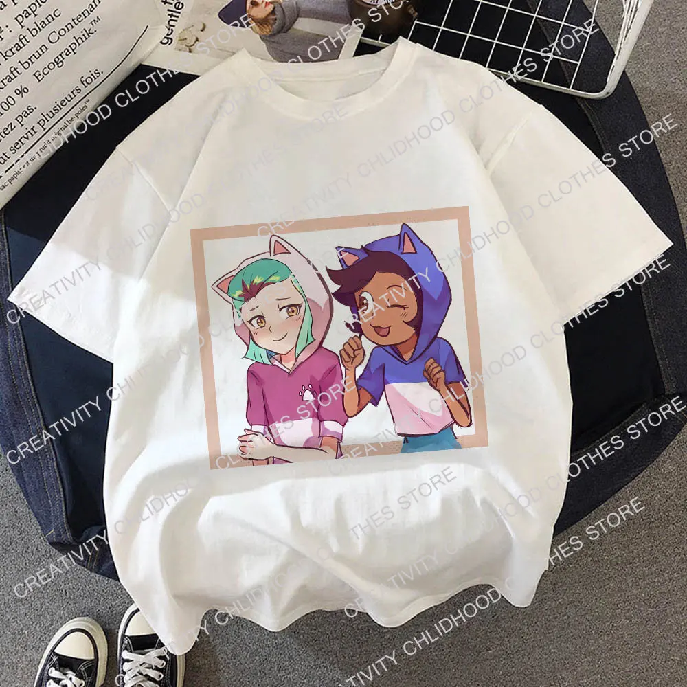 Camiseta Kawaii de la casa del búho para niños, ropa informal de dibujos animados de Anime, camisetas de manga corta para niños, Tops de moda para