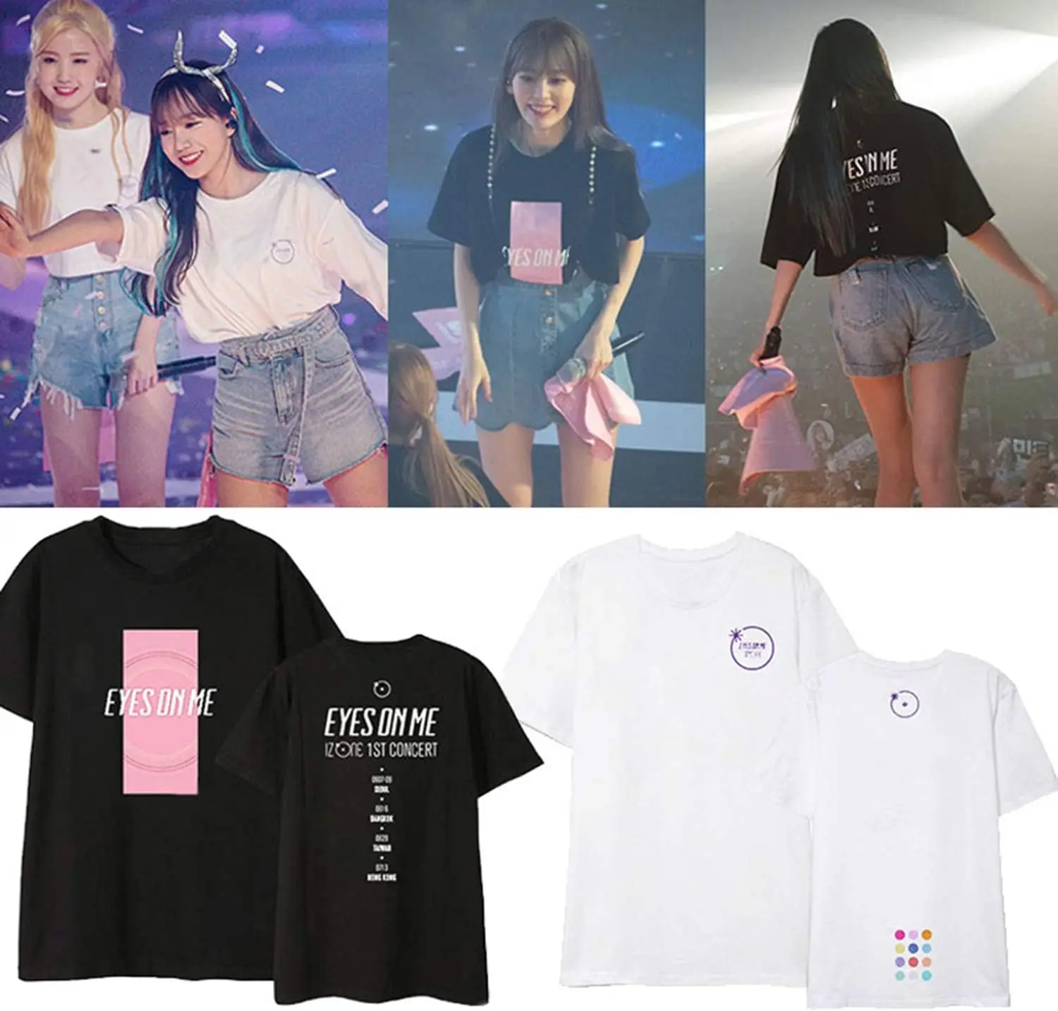 Xkpopfans Kpop IZONE T-Shirt Eyes ON ME Concert Tshirts YenaYujin WonYoung Tee Shirt