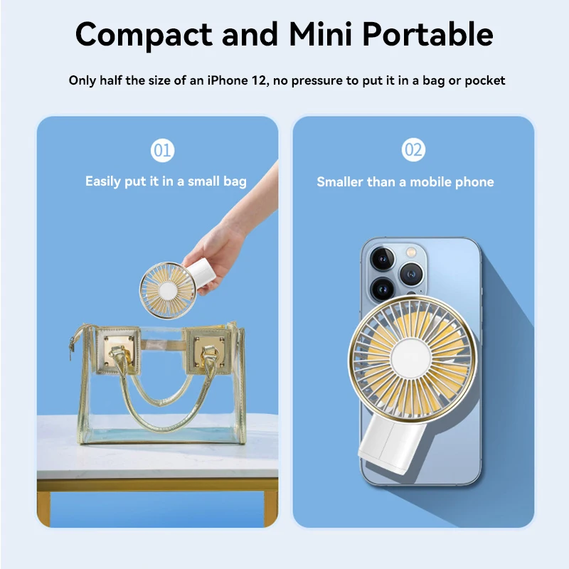 Handheld Foldable 4000mah Portable Mini Fan With 6-Speed Adjustable Wind Speed And Real Time Battery Display 2025 New Model Fan