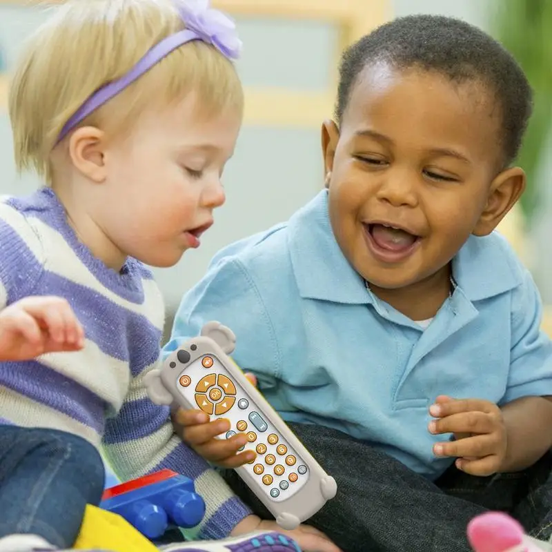 Crianças tv brinquedo remoto bonito animal em forma de brinquedos educativos precoces 3 idiomas inglês espanhol & francês brinquedo tv remoto com sons para