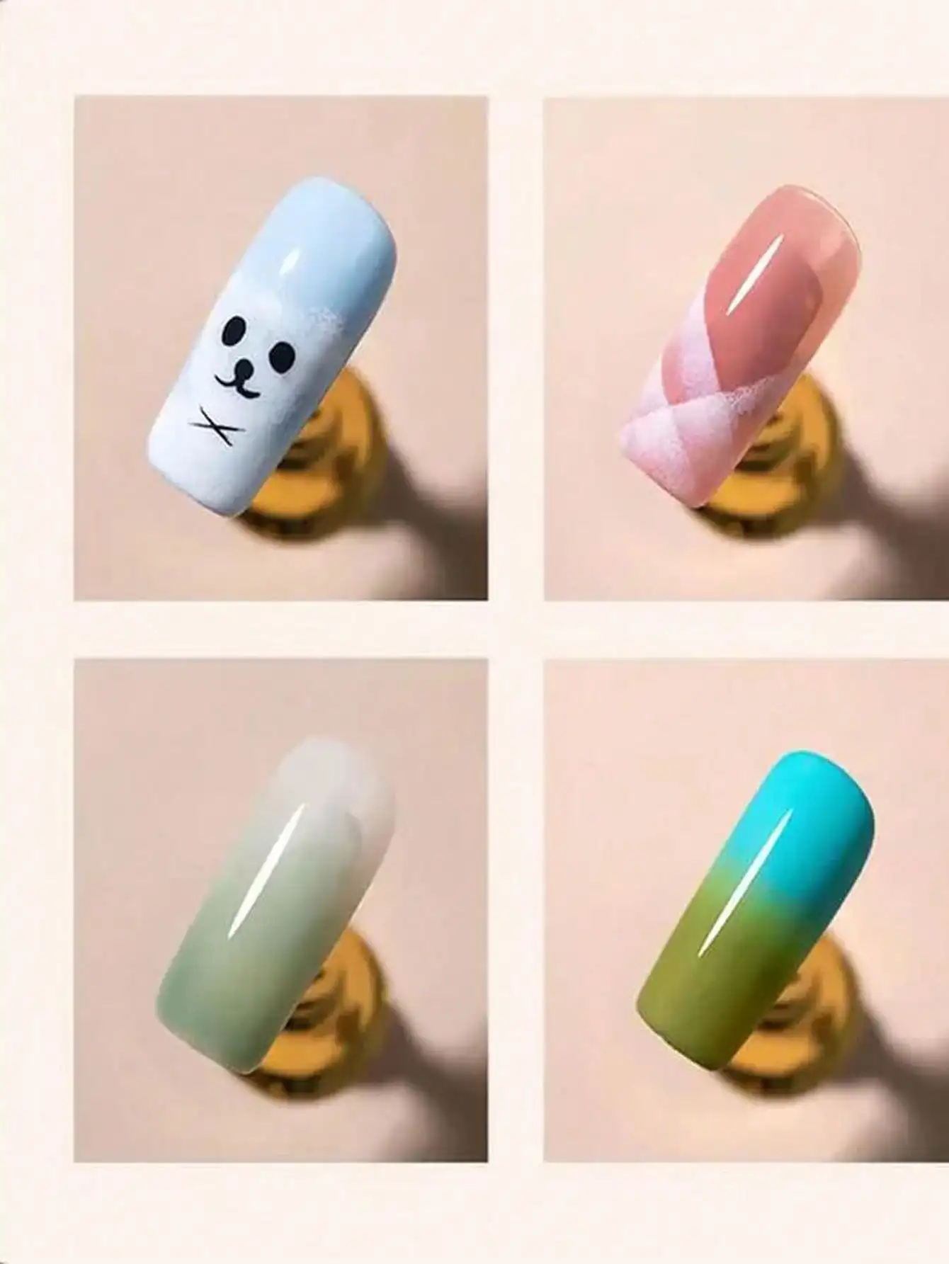 2 pezzi set di pennelli per nail art Ombre ombretto fondotinta fard pennelli per trucco manico rotondo strumenti per manicure cosmetica in fibra artificiale